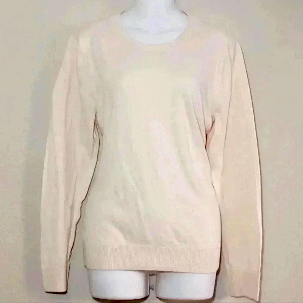 Banana Republic Cream Crewneck Sweater Large Soft Knit Classic Minimalist